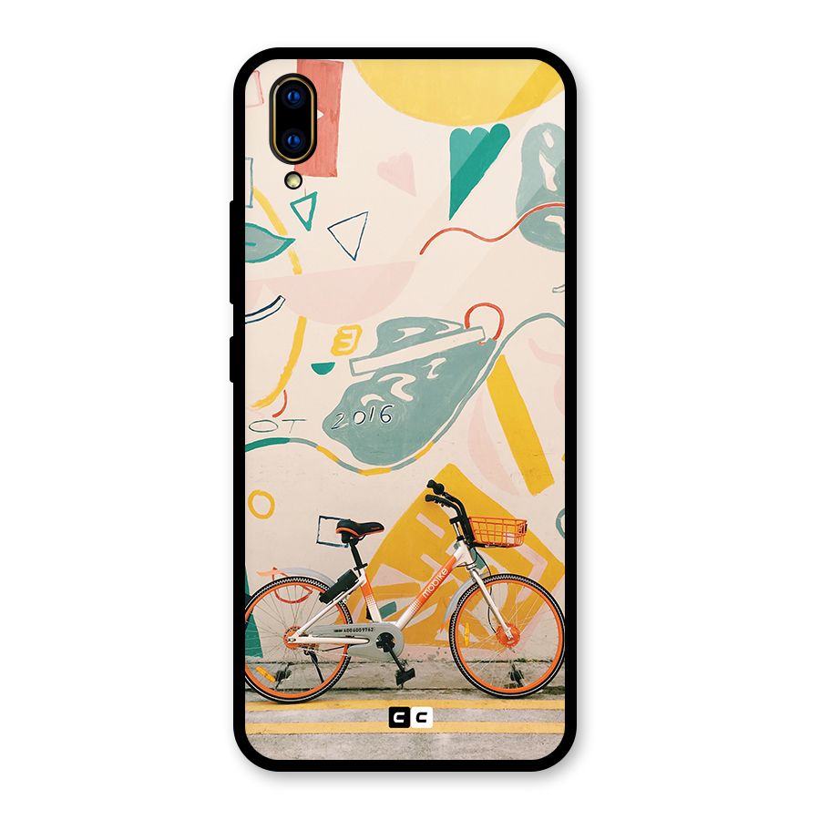 Street Art Bicycle Glass Back Case for Vivo V11 Pro