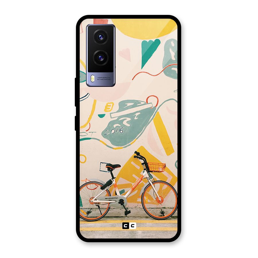 Street Art Bicycle Glass Back Case for Vivo V21e 5G