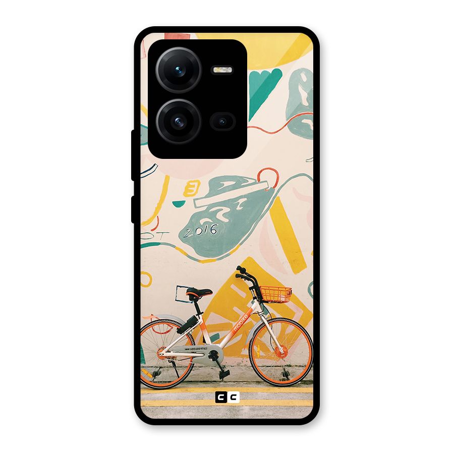Street Art Bicycle Glass Back Case for Vivo V25