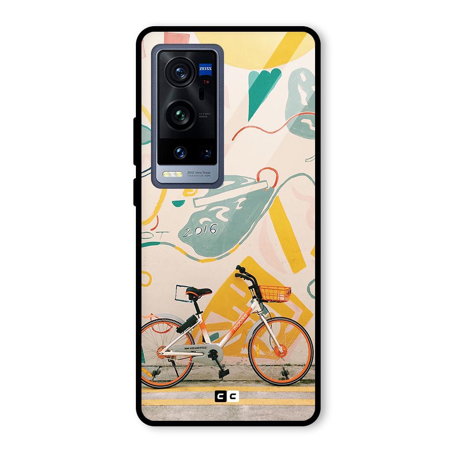 Street Art Bicycle Glass Back Case for Vivo X60 Pro Plus