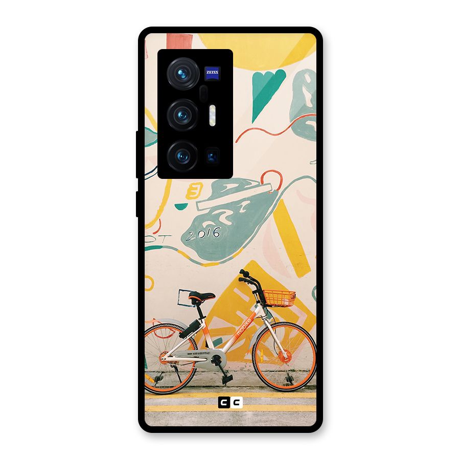 Street Art Bicycle Glass Back Case for Vivo X70 Pro Plus