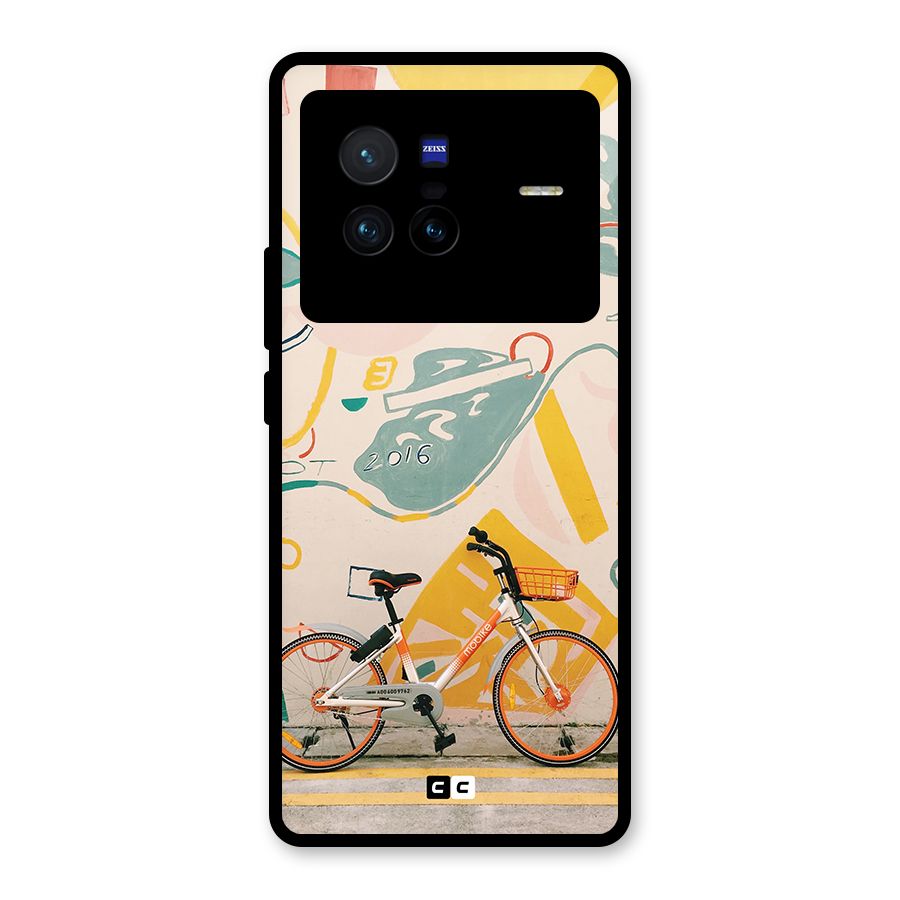 Street Art Bicycle Glass Back Case for Vivo X80