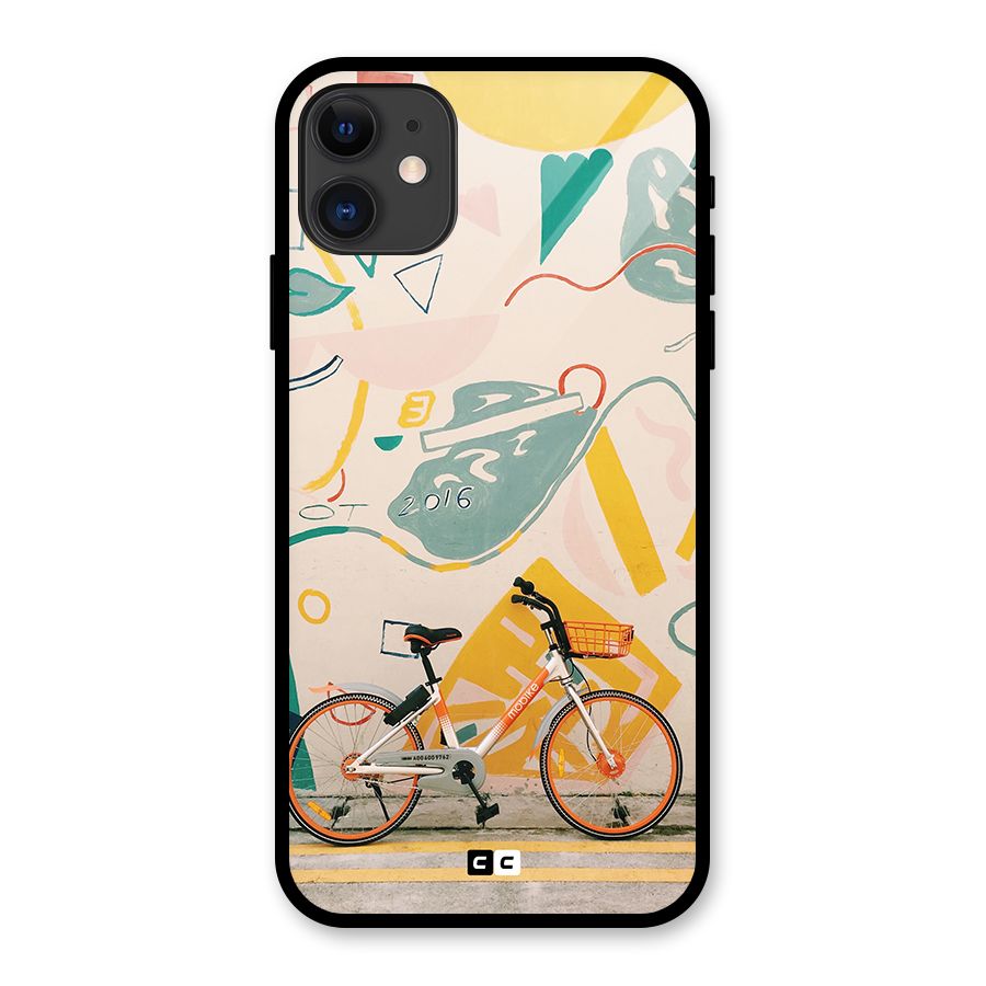 Street Art Bicycle Glass Back Case for iPhone 11