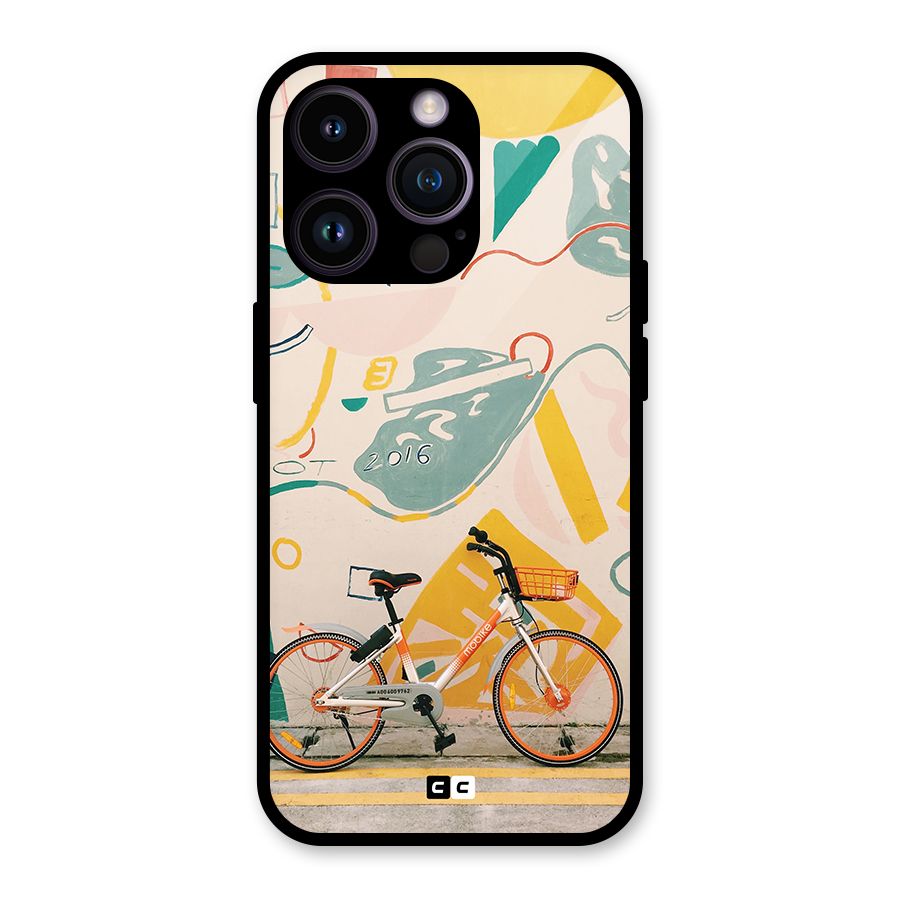 Street Art Bicycle Glass Back Case for iPhone 14 Pro
