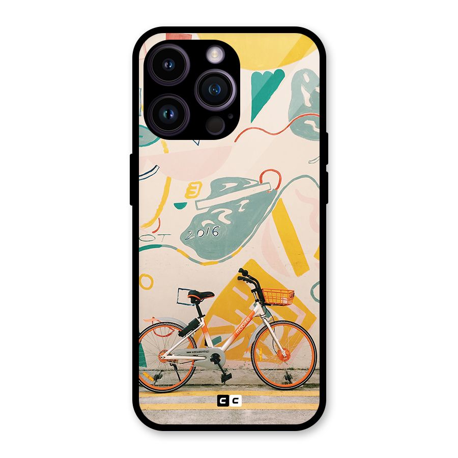 Street Art Bicycle Glass Back Case for iPhone 14 Pro Max