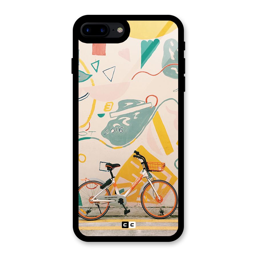 Street Art Bicycle Glass Back Case for iPhone 8 Plus