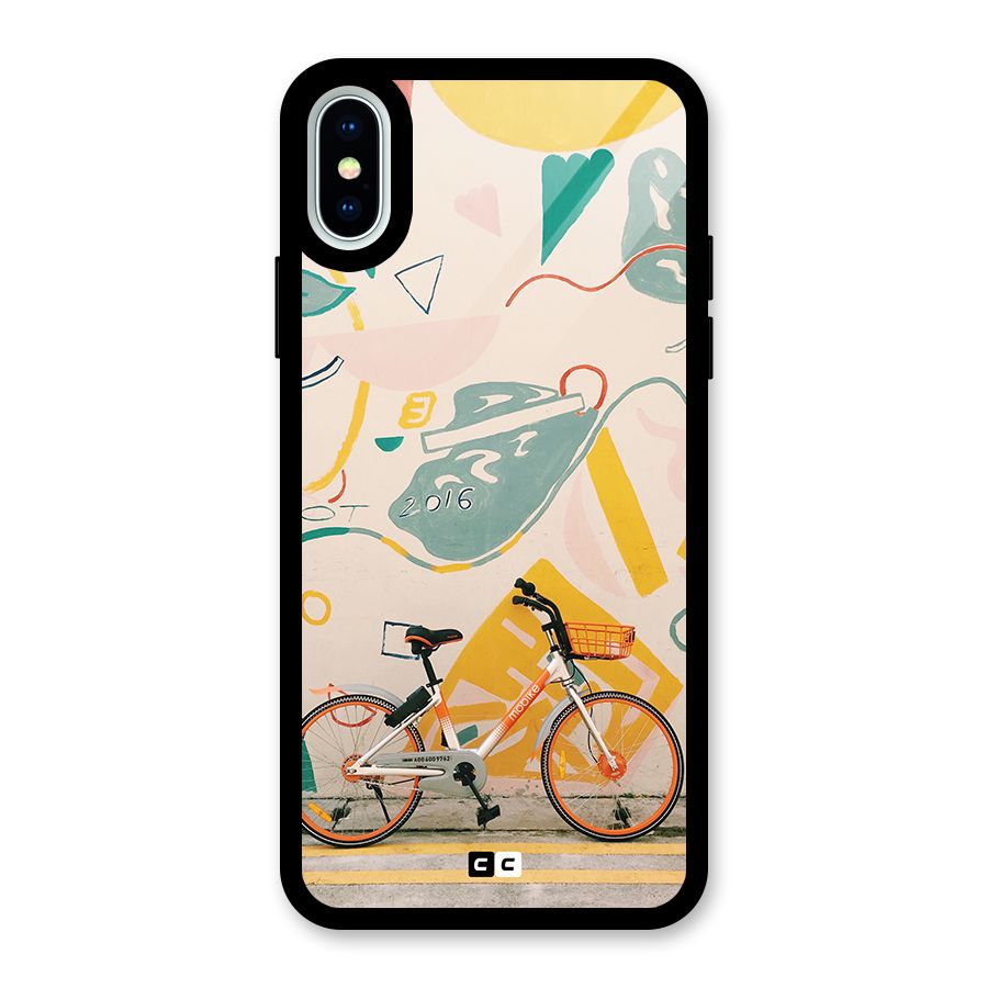Street Art Bicycle Glass Back Case for iPhone X