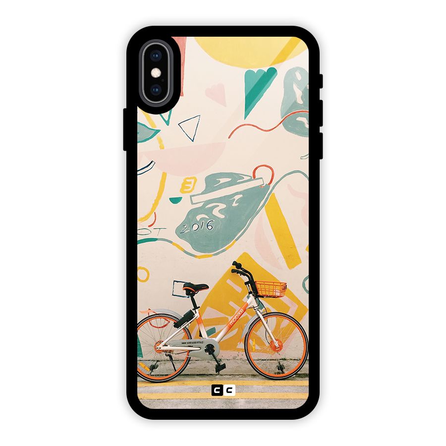 Street Art Bicycle Glass Back Case for iPhone XS Max