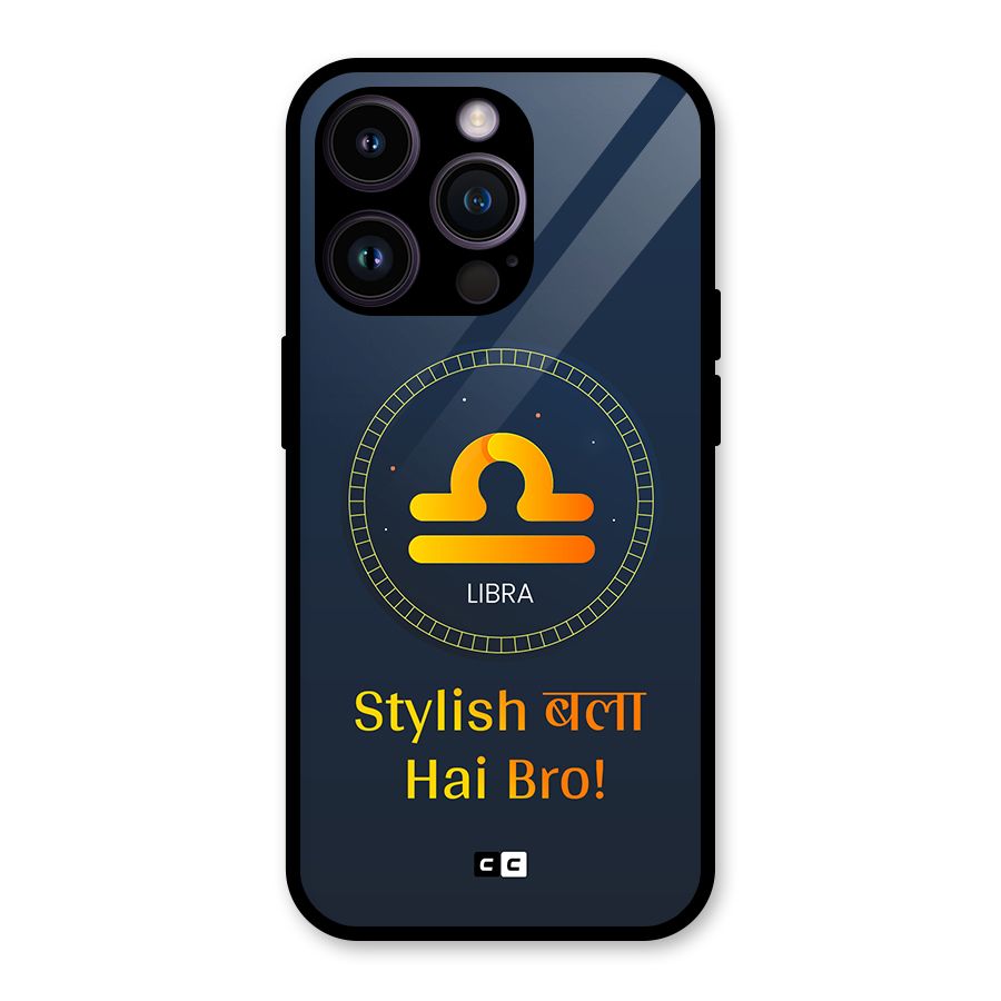 Stylish Libra Glass Back Case for iPhone 14 Pro