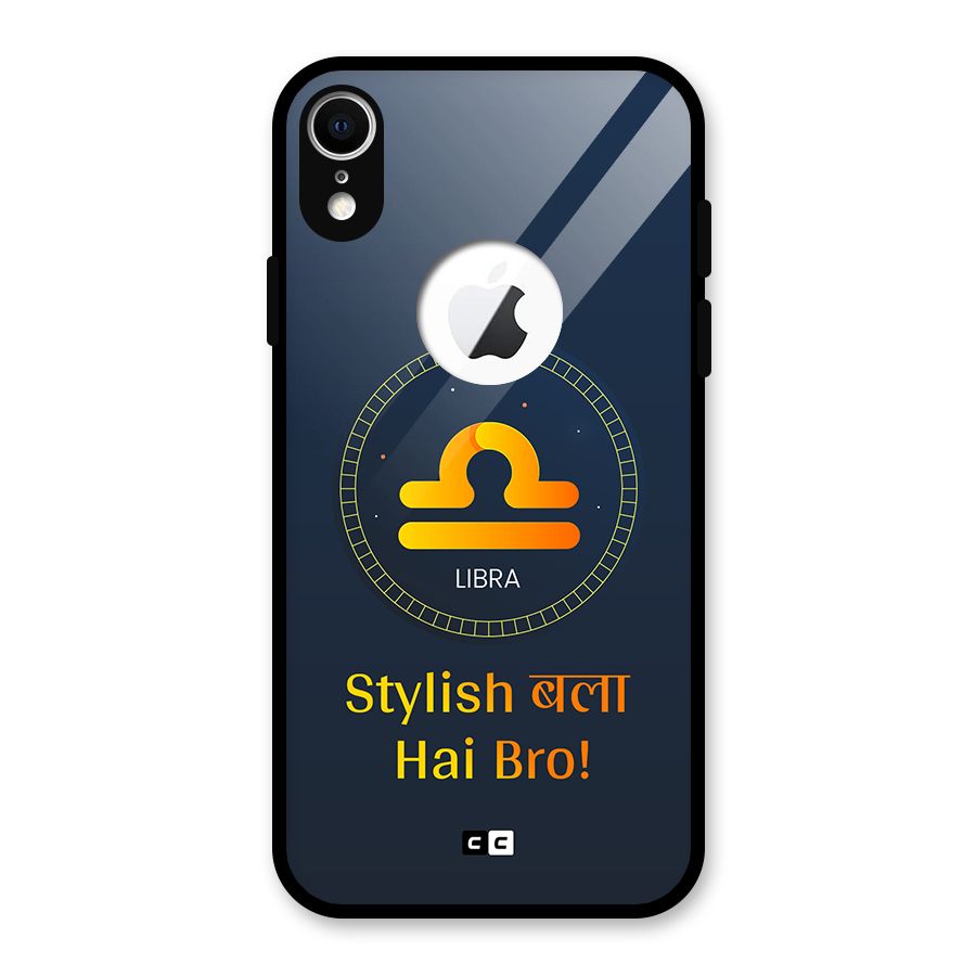Stylish Libra Glass Back Case for iPhone XR Logo Cut