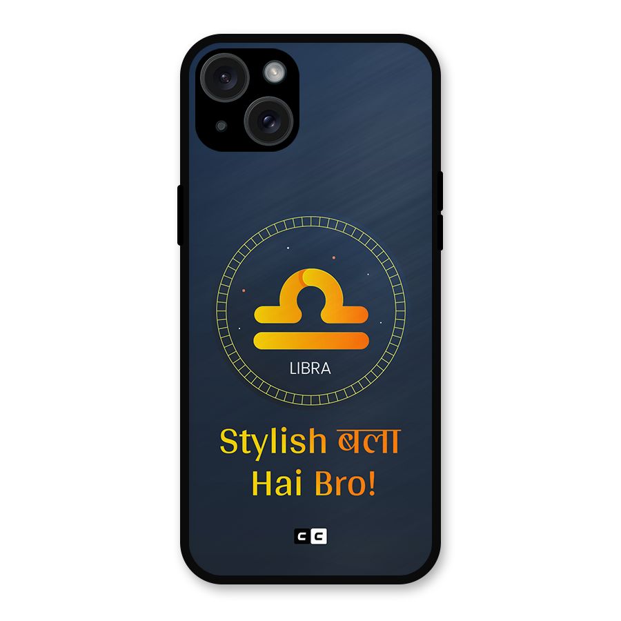 Stylish Libra Metal Back Case for iPhone 15 Plus