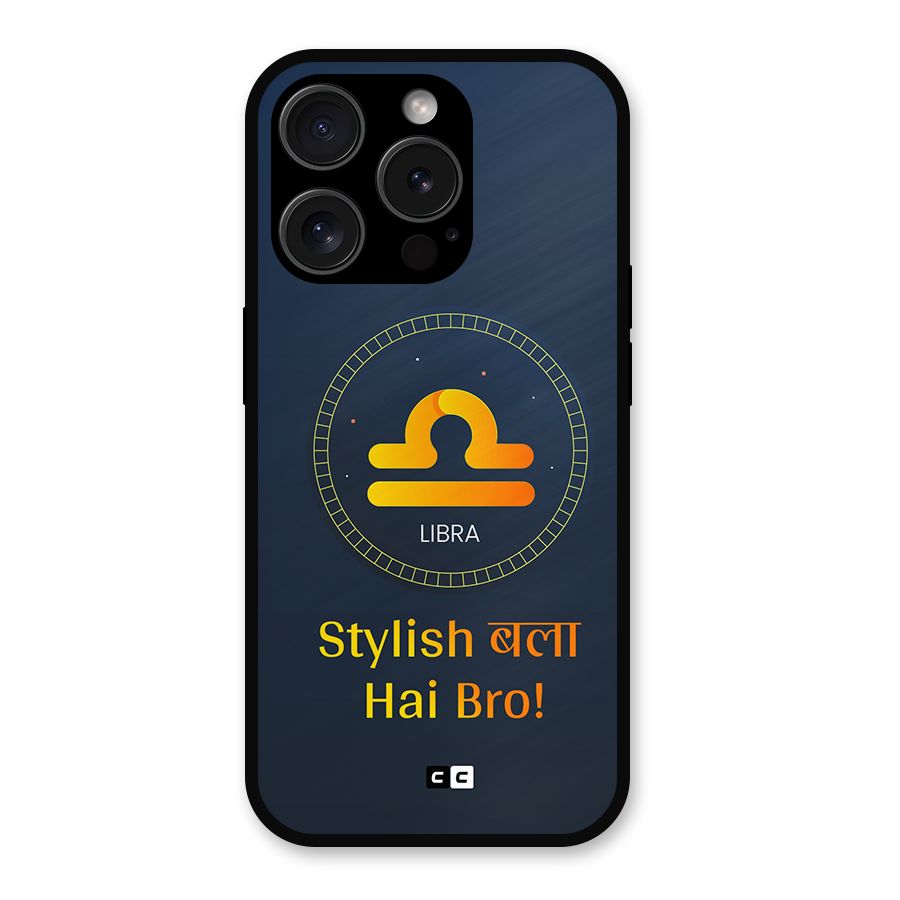 Stylish Libra Metal Back Case for iPhone 15 Pro