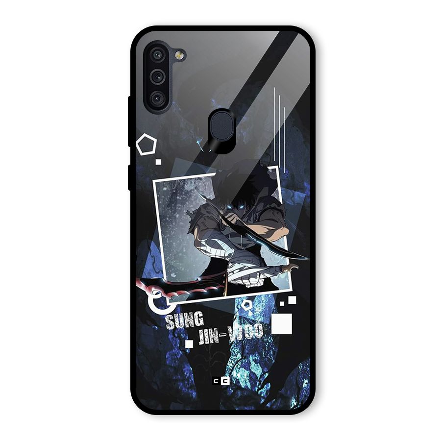 Sung Jinwoo In Battle Glass Back Case for Galaxy M11