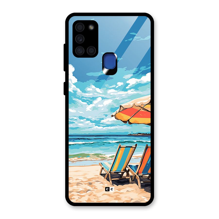 Sunny Beach Glass Back Case for Galaxy A21s