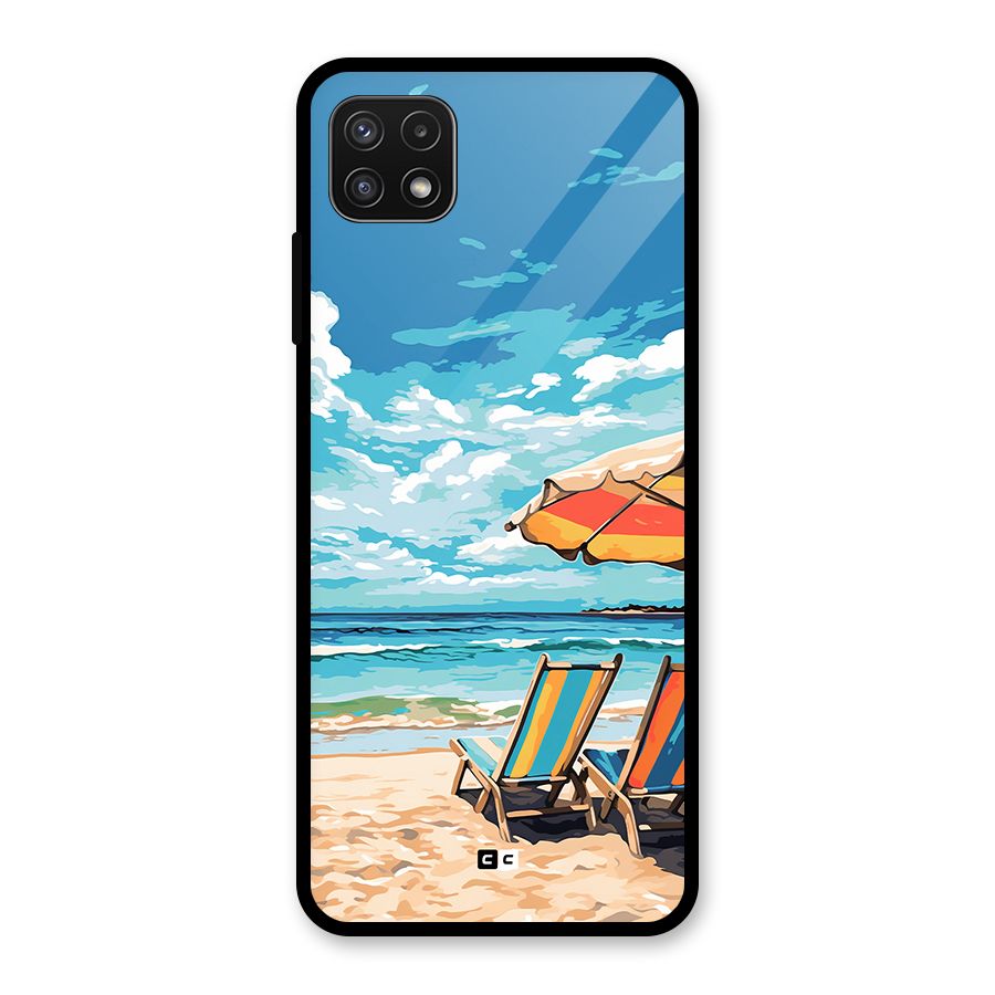 Sunny Beach Glass Back Case for Galaxy A22 5G
