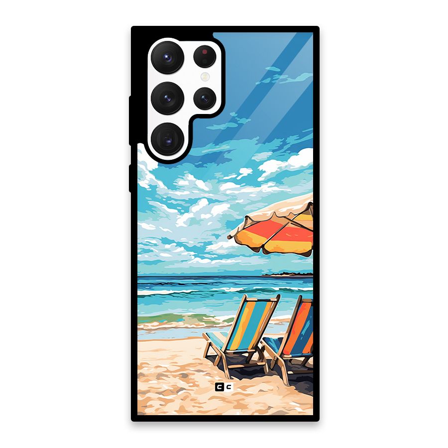 Sunny Beach Glass Back Case for Galaxy S22 Ultra 5G