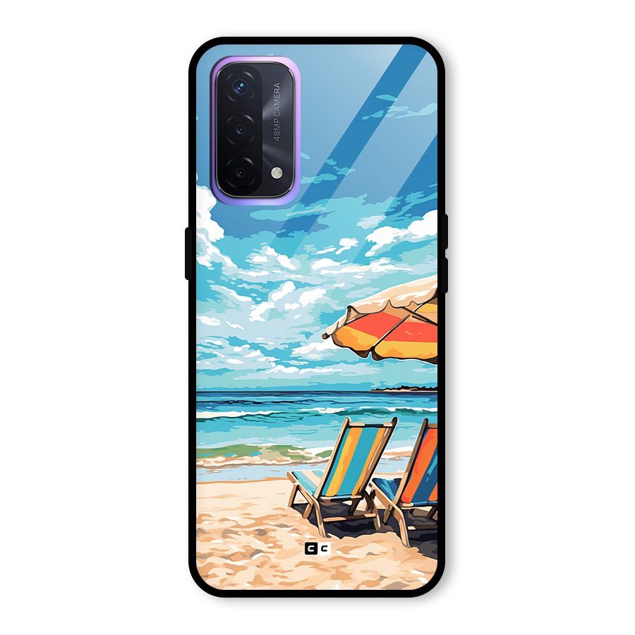 Sunny Beach Glass Back Case for Oppo A74 5G