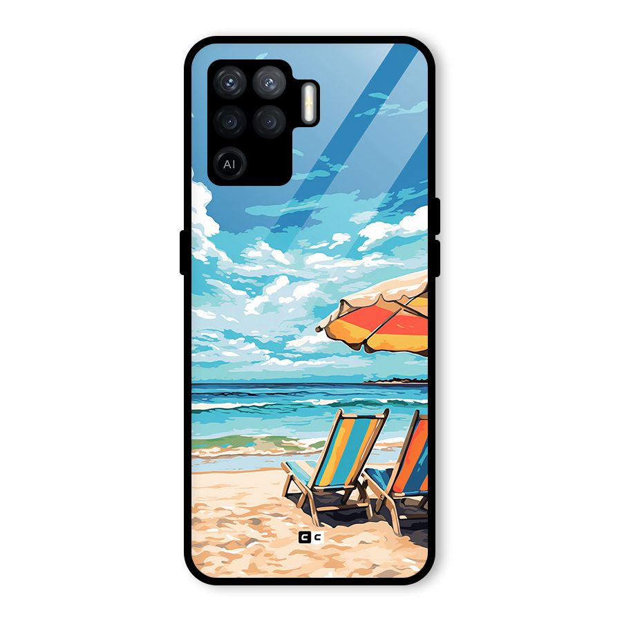 Sunny Beach Glass Back Case for Oppo F19 Pro