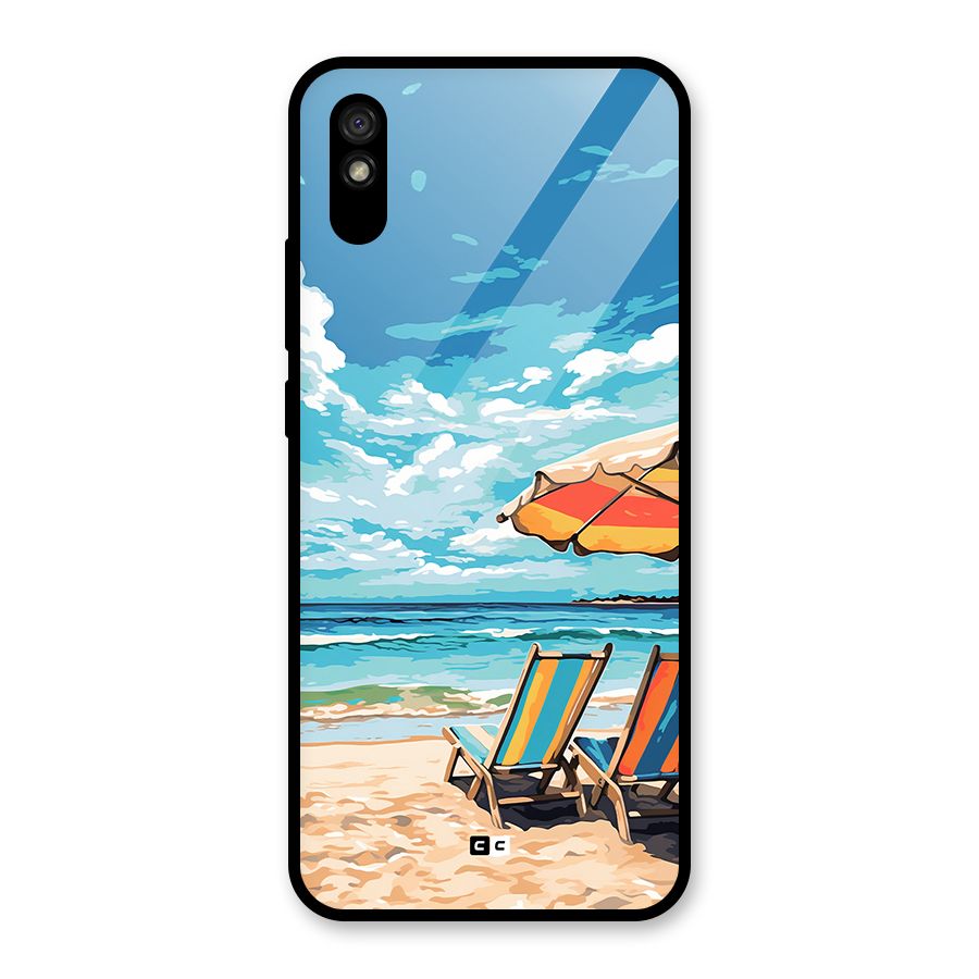 Sunny Beach Glass Back Case for Redmi 9i