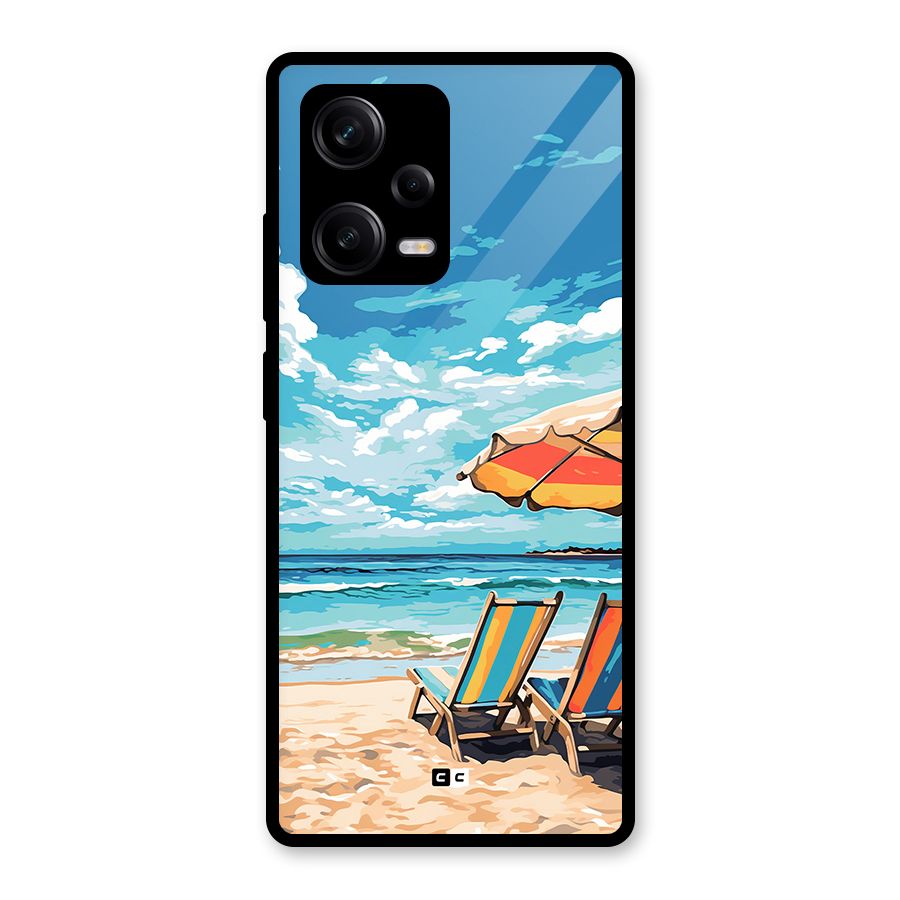 Sunny Beach Glass Back Case for Redmi Note 12 Pro
