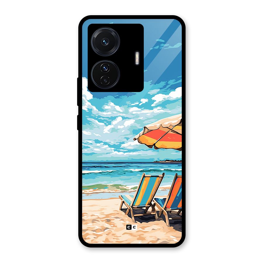 Sunny Beach Glass Back Case for Vivo T1 Pro