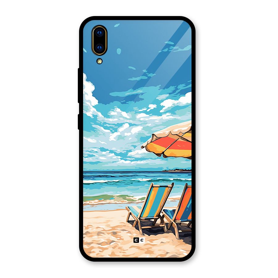 Sunny Beach Glass Back Case for Vivo V11 Pro