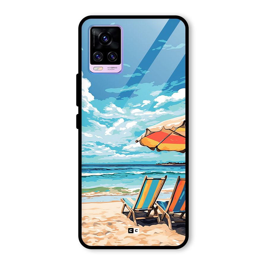 Sunny Beach Glass Back Case for Vivo V20 Pro