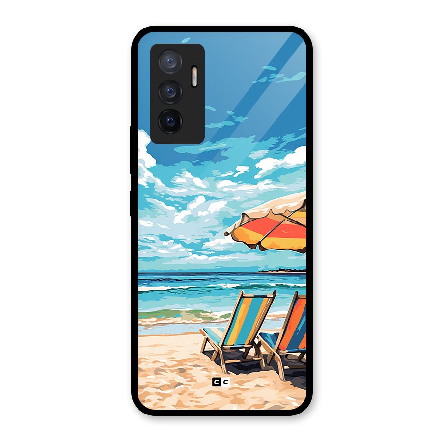Sunny Beach Glass Back Case for Vivo V23e