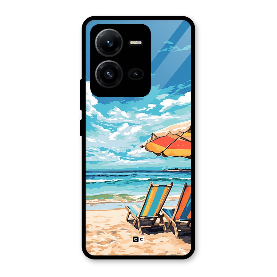 Sunny Beach Glass Back Case for Vivo V25