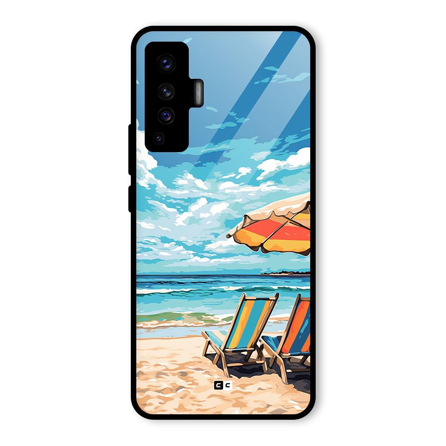 Sunny Beach Glass Back Case for Vivo X50