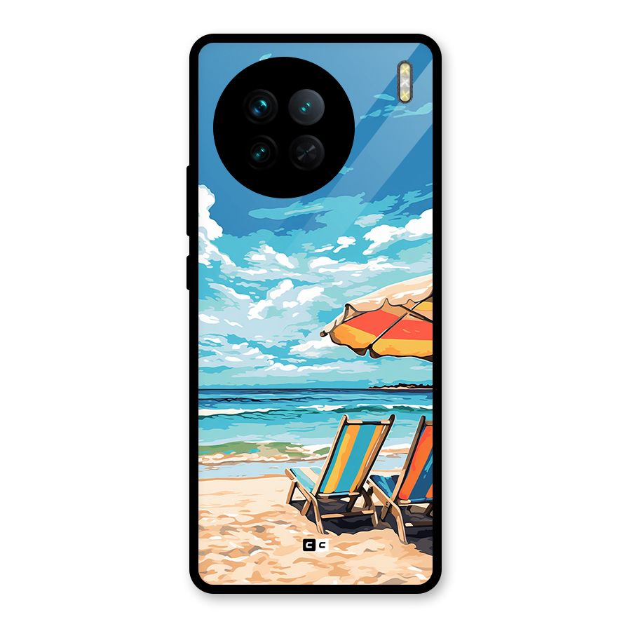 Sunny Beach Glass Back Case for Vivo X90