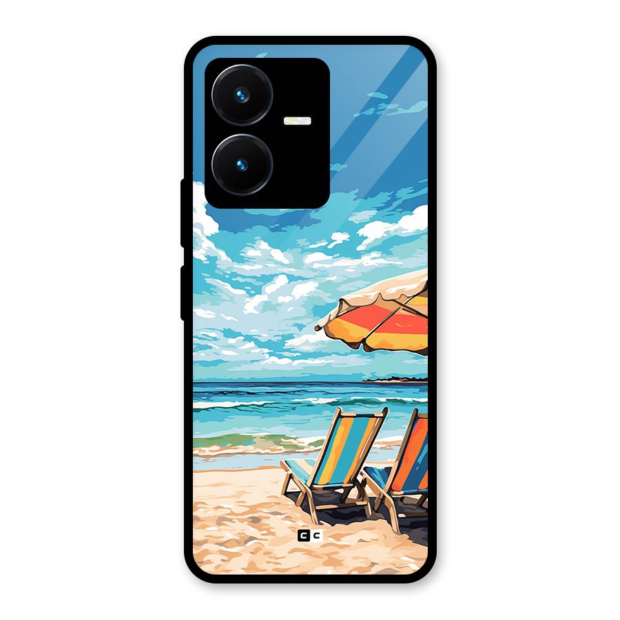 Sunny Beach Glass Back Case for Vivo Y22