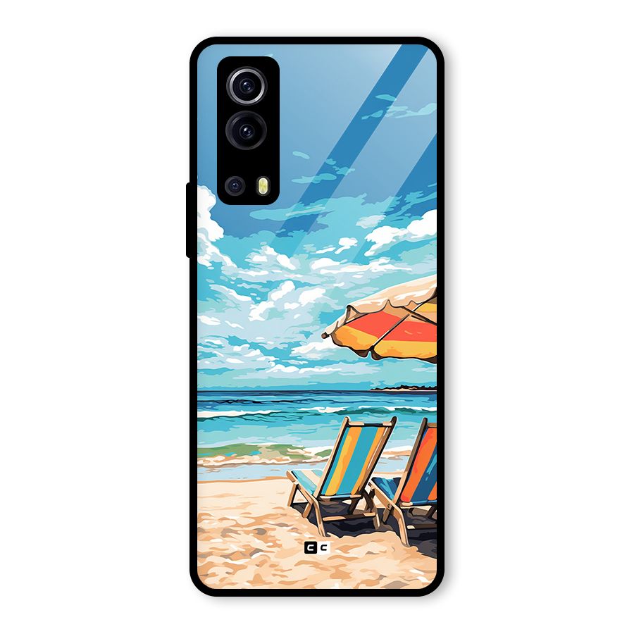Sunny Beach Glass Back Case for Vivo iQOO Z3