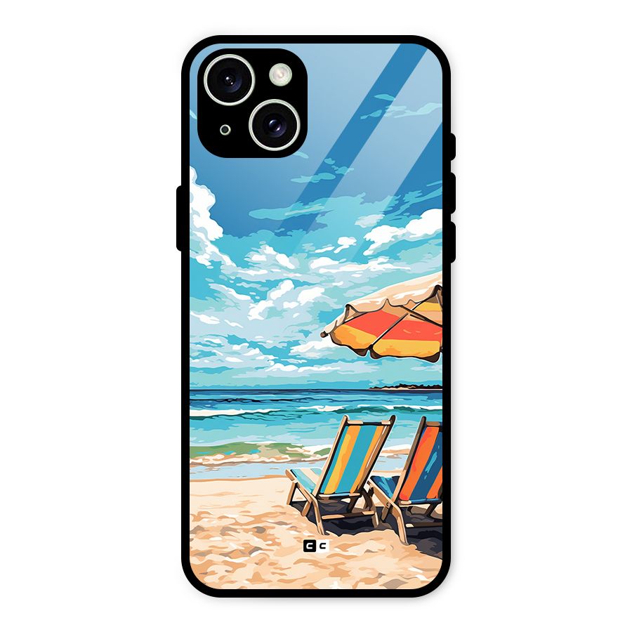 Sunny Beach Glass Back Case for iPhone 15 Plus