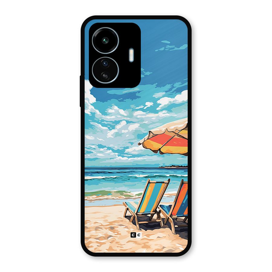 Sunny Beach Metal Back Case for vivo iQOO Z6 Lite 5G