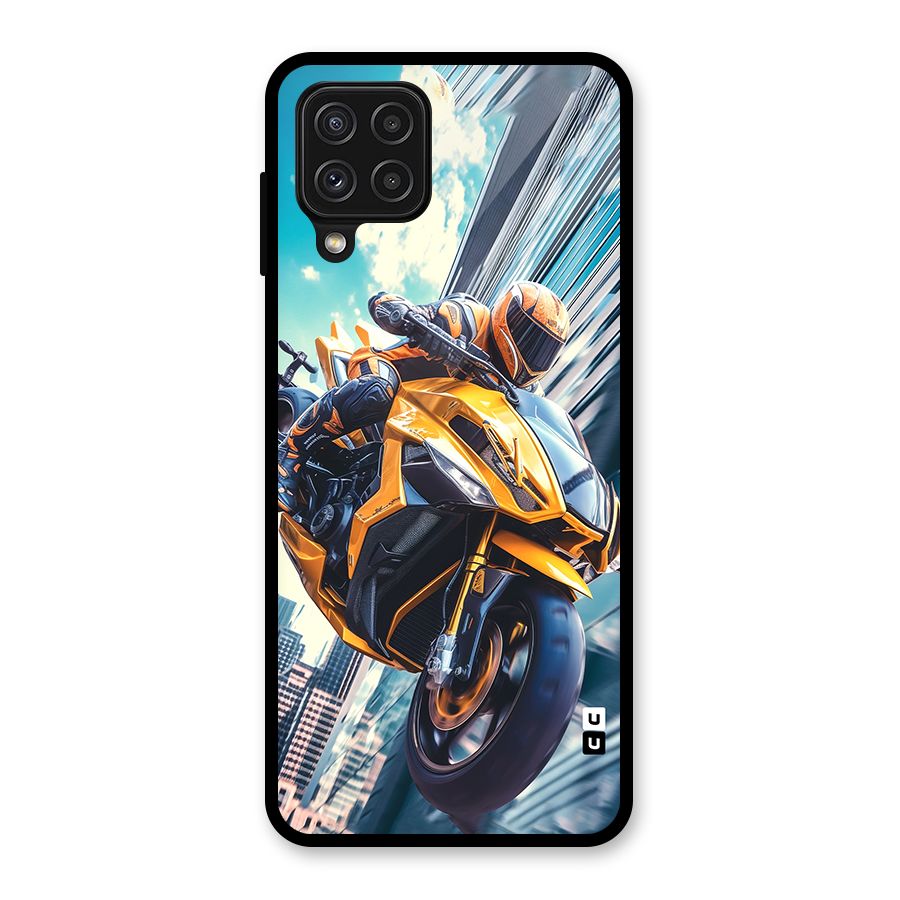 Super Bike Falling Glass Back Case for Galaxy A22 4G