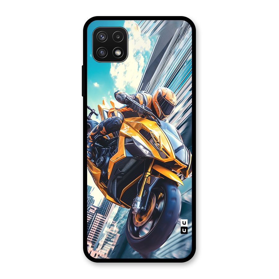 Super Bike Falling Glass Back Case for Galaxy A22 5G