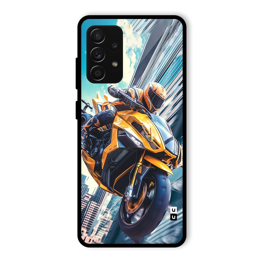 Super Bike Falling Glass Back Case for Galaxy A53 5G