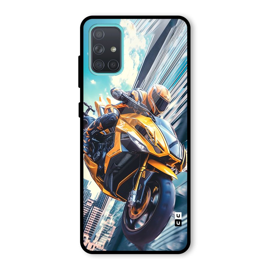 Super Bike Falling Glass Back Case for Galaxy A71