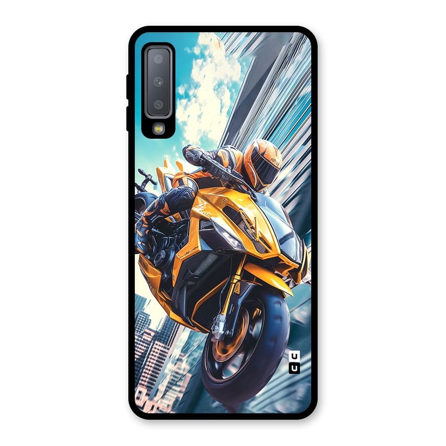 Super Bike Falling Glass Back Case for Galaxy A7 (2018)
