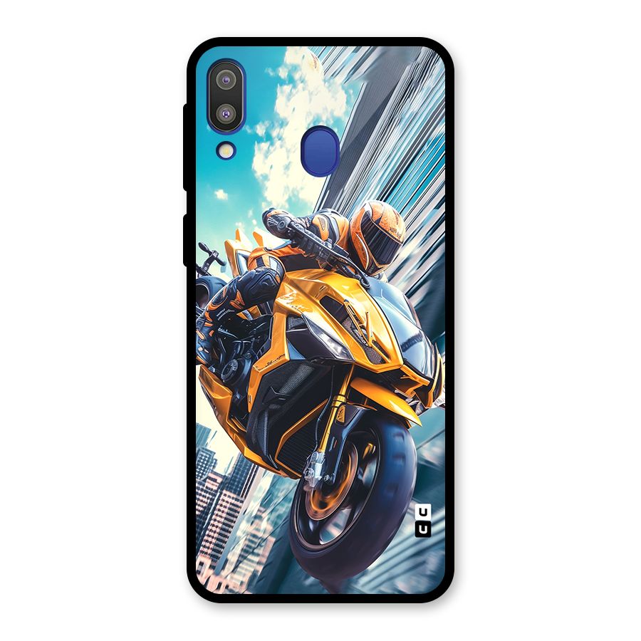 Super Bike Falling Glass Back Case for Galaxy M20