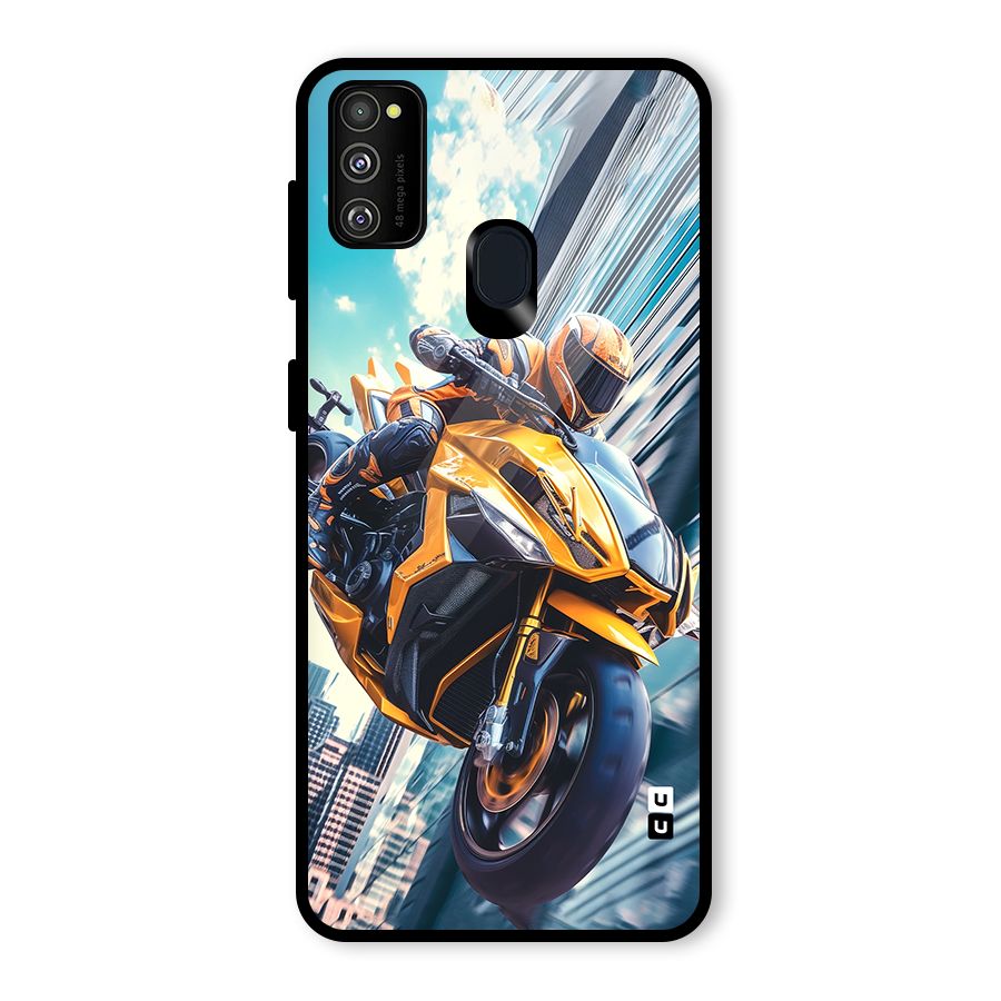 Super Bike Falling Glass Back Case for Galaxy M30s