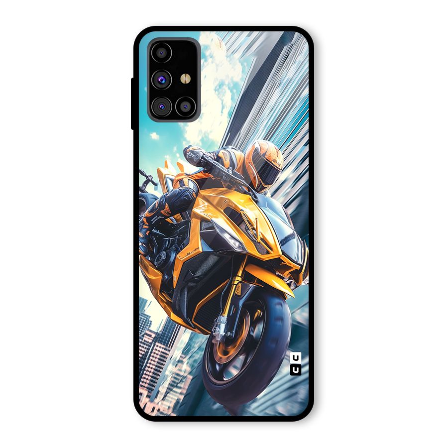 Super Bike Falling Glass Back Case for Galaxy M31s