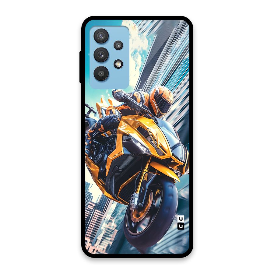Super Bike Falling Glass Back Case for Galaxy M32 5G