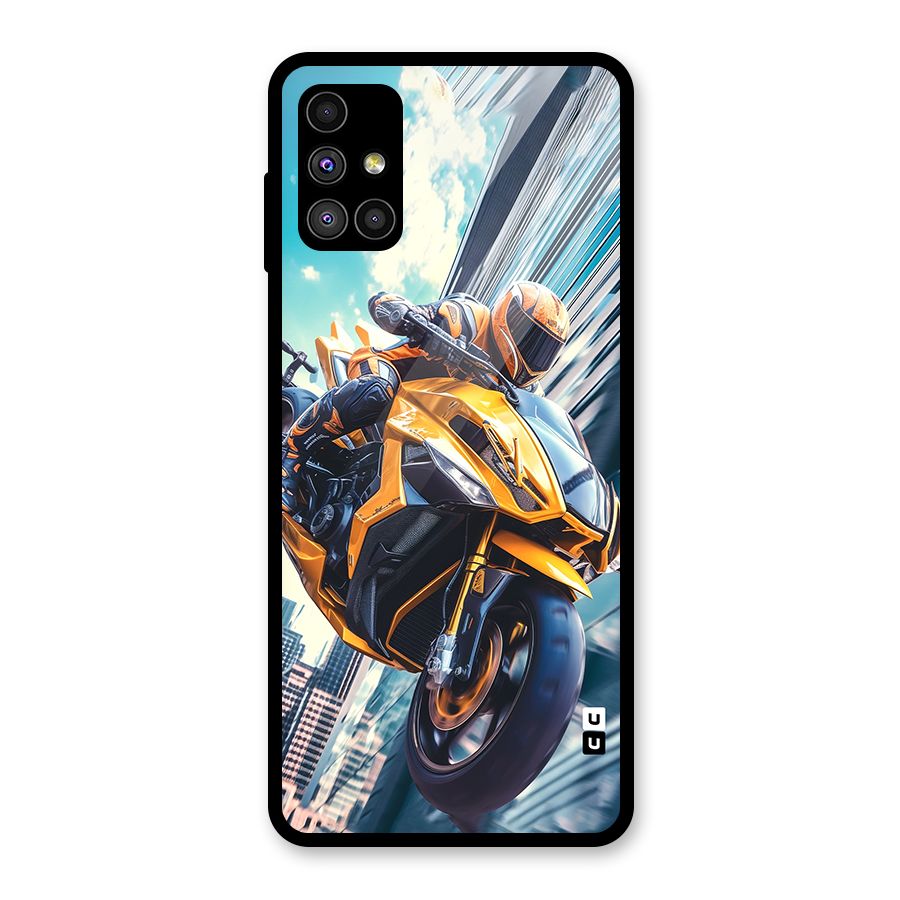 Super Bike Falling Glass Back Case for Galaxy M51