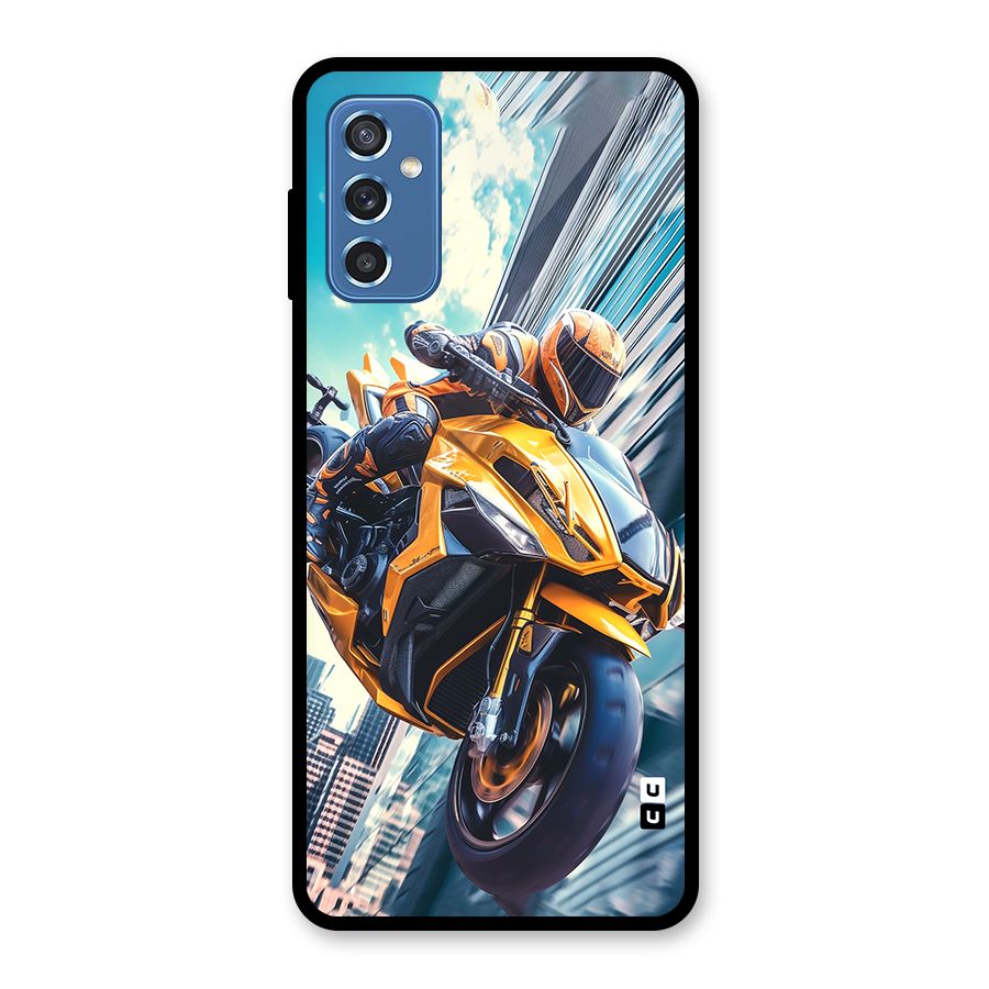 Super Bike Falling Glass Back Case for Galaxy M52 5G