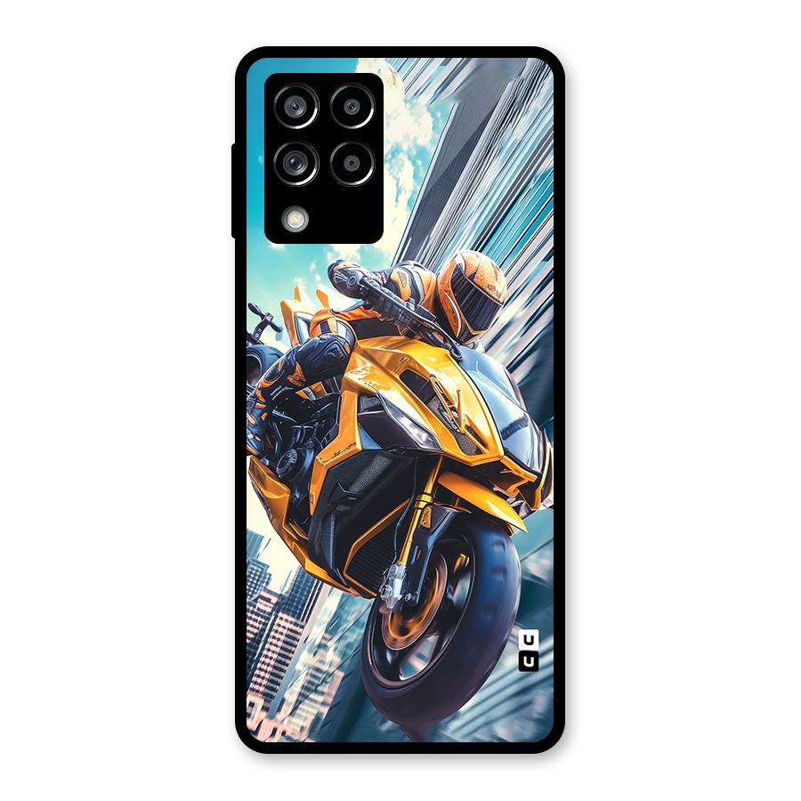 Super Bike Falling Glass Back Case for Galaxy M53 5G