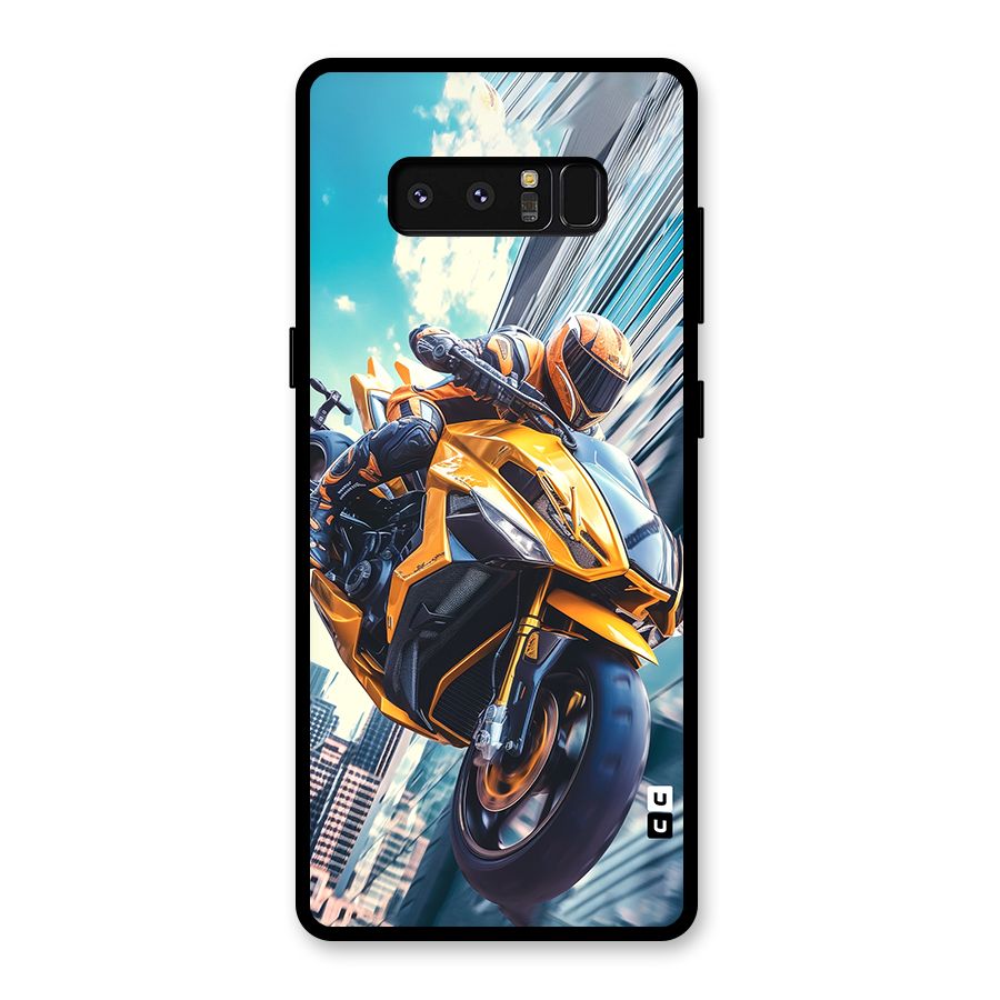 Super Bike Falling Glass Back Case for Galaxy Note 8