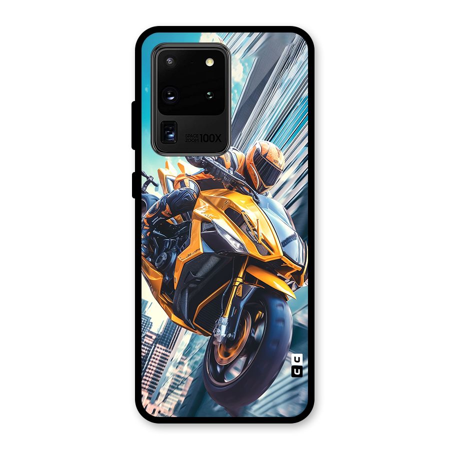 Super Bike Falling Glass Back Case for Galaxy S20 Ultra