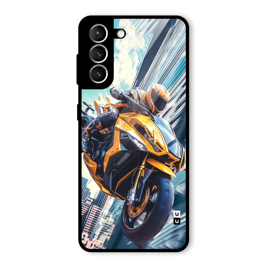 Super Bike Falling Glass Back Case for Galaxy S21 5G